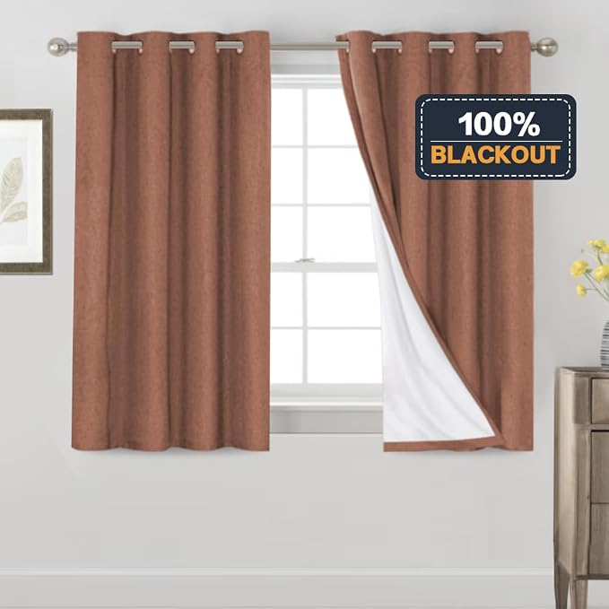 PrinceDeco Primitive Textured Linen 100% Blackout Curtains - Image 6