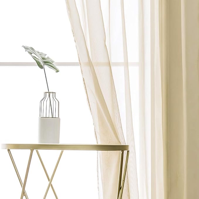 MIULEE 2 Panels Solid Color Sheer Window Curtains Elegant Window Voile - Image 4