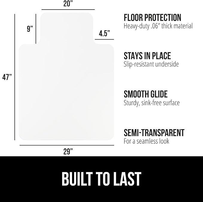 GORILLA GRIP Office Chair Mat for Hardwood Floors, 29x47 Smooth Glide Slip - Image 2