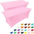 IVAPUPU 2 Pack 8FT Table Cloth for Rectangular Fitted Events Stretch Pink Table by IVAPUPU