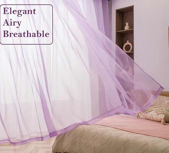 PI Purple Sheer Curtains 84 Inches Length - Image 2
