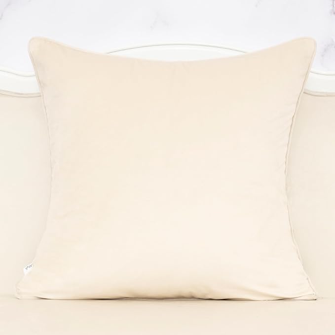 Alerfa Beige Floral Throw Pillow Cover 20 x 20 Inch Cut Velvet Sqaure Luxury - Image 2
