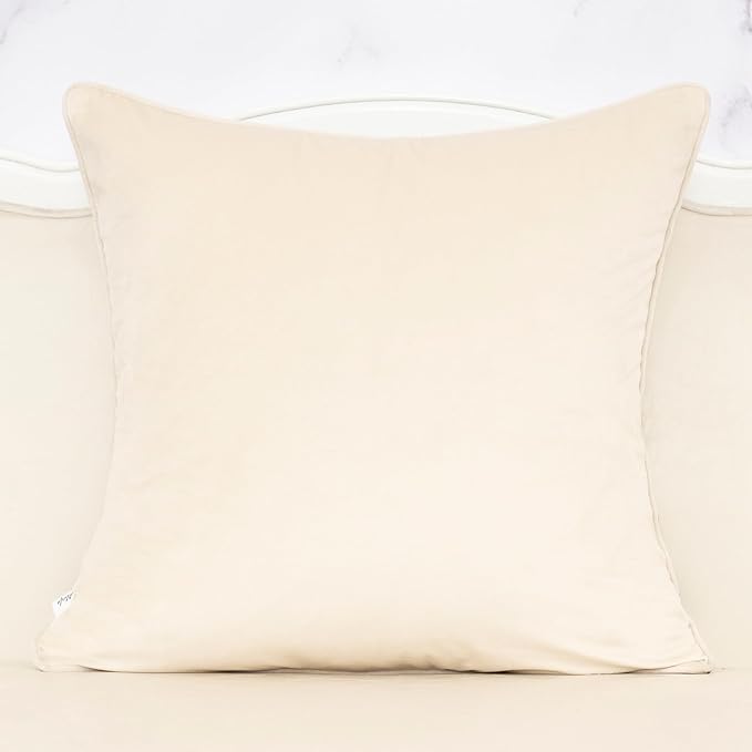 Alerfa Beige Floral Throw Pillow Cover 18 x 18 Inch Cut Velvet Sqaure Luxury - Image 2