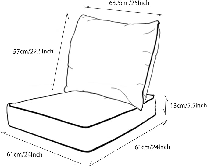 Goodgoods 24x24 inch Outdoor/Indoor Deep Seat Patio Cushions Set of 2 Resilient - Image 2