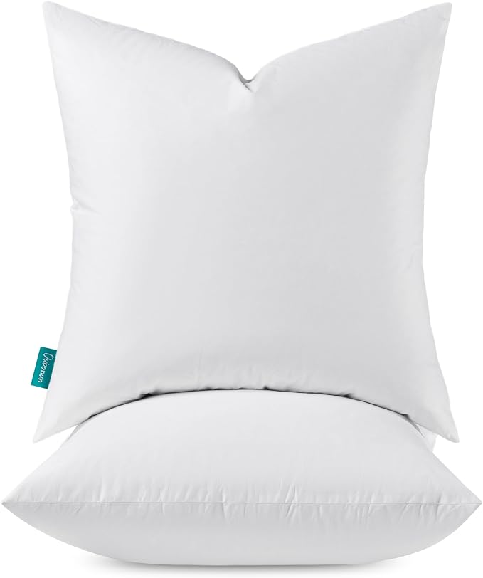 Oubonun 16x16 Feather Down Alternative Throw Pillow Inserts, 100% Cotton Cover - Image 9