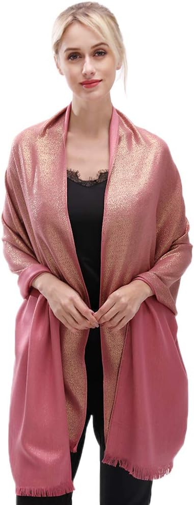 LMVERNA Women's Sparkling Metallic Soft Pashmina Shawls and Wraps Scarf in - Image 5