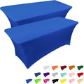 IVAPUPU 2 Pack 4FT Table Cloth for Rectangular Fitted Events Stretch Royal Blue by IVAPUPU