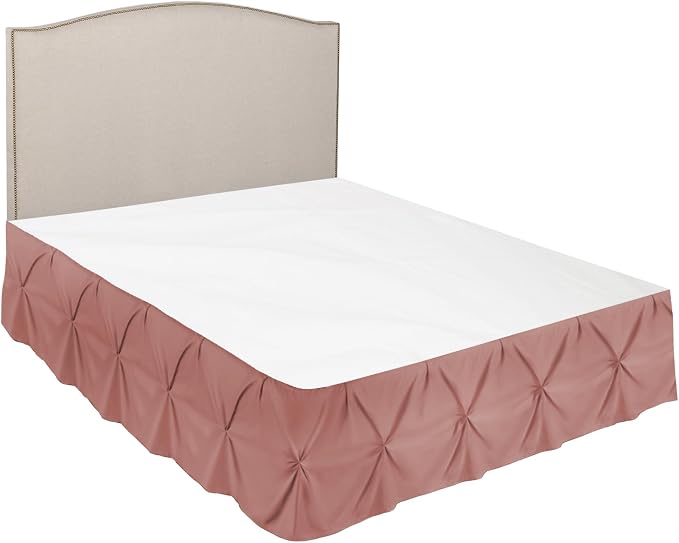 Nestl Pink Clay Bed Skirt Cal King Size, Pinch Pleat Cal King Bed Skirt - Image 7