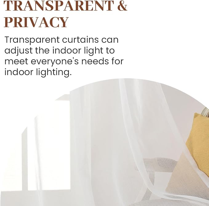 Dreaming Casa White Sheer Curtains 84 Inches Long, Rod Pocket & Back Tab Light - Image 4