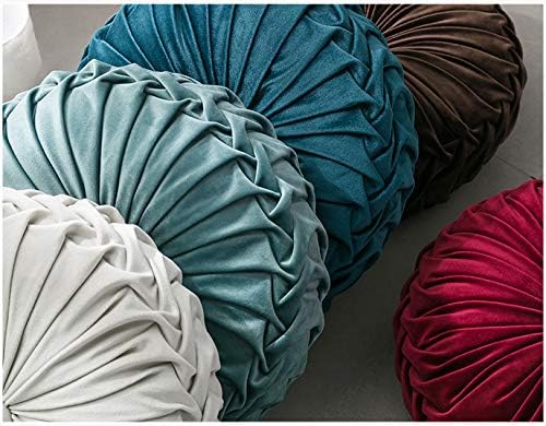 MOCOFO 14" Velvet Pleated Round Pumpkin Throw Pillow Couch Cushion Floor Pillow - Image 5