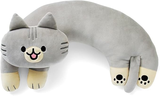 U-Shaped Cat Plush Pillow, Cute Plushies, Birtday Gift by Furvana