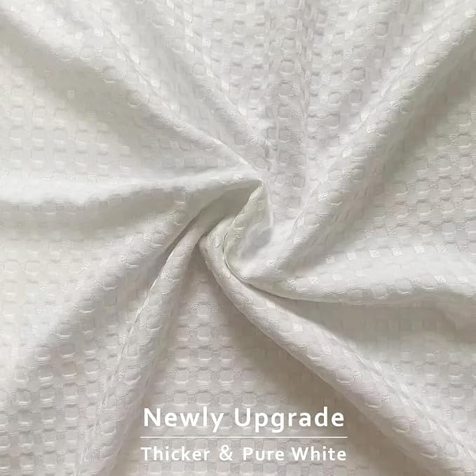 MIYE Pleated Waffle Weave Bed Skirt, Tailored Dust Ruffle 14 Inch Drop Easy Fit - Image 2