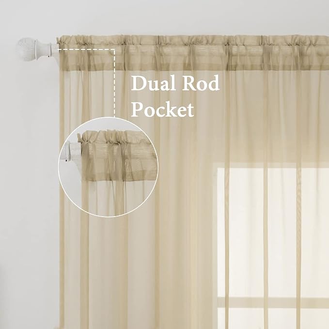 MIULEE Beige Window Sheer Curtains - Image 2