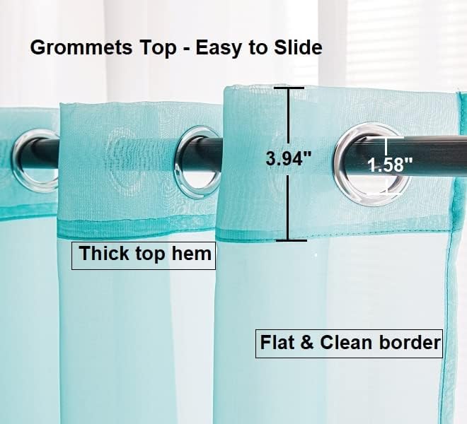 PI Turquoise Sheer Curtains 84 Inches Length - Image 6
