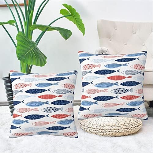 bassyil Fish Throw Pillow Covers Decorative Linen Pillow Cases Set of 2 Square - Image 6