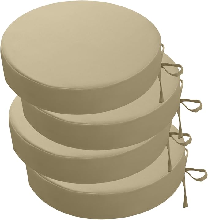 idee-home Outdoor Bistro Chair Cushions, 15”x15”x 3” Thick Outdoor Round Seat by idee-home
