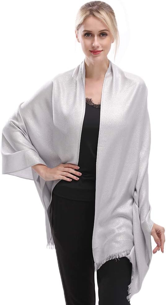 LMVERNA Women's Sparkling Metallic Soft Pashmina Shawls and Wraps Scarf in - Image 7