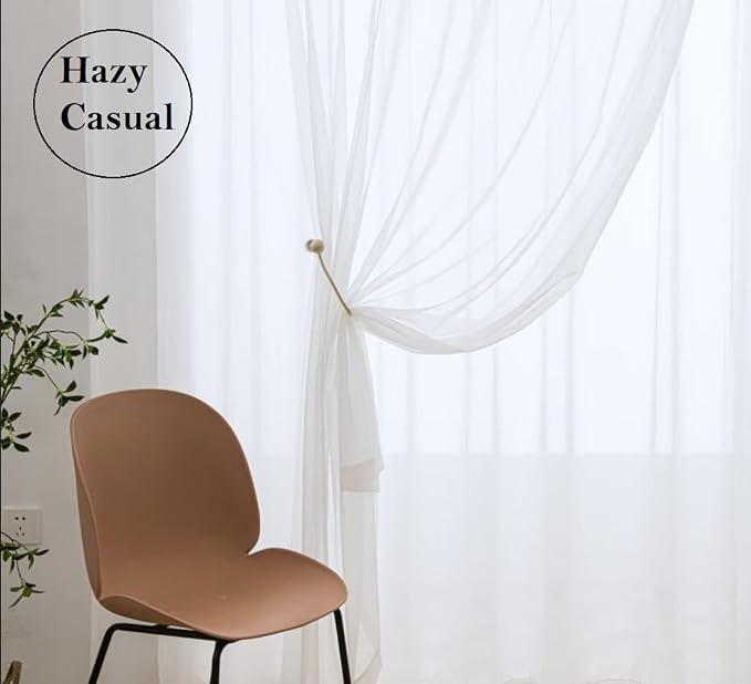 PI Grommet Sheer White Curtian 63 Inch Length Short Window Curtains - Image 2