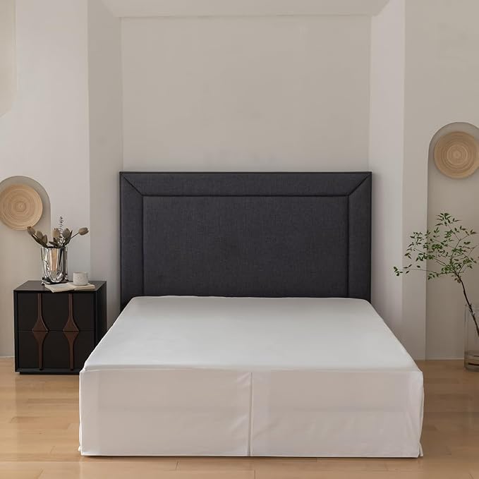 Queen Bed Skirt, Grid Plaid Soft Quadruple Pleated Ruffle Bed Skirt, Tailored - Image 6