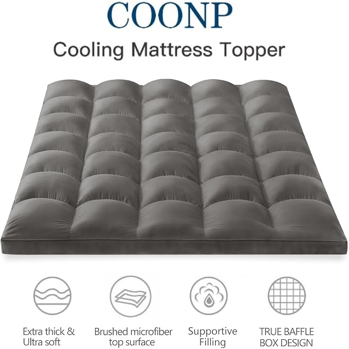 COONP Queen Mattress Topper, Extra Thick Pillowtop, Cooling Plush Mattress Pad - Image 2