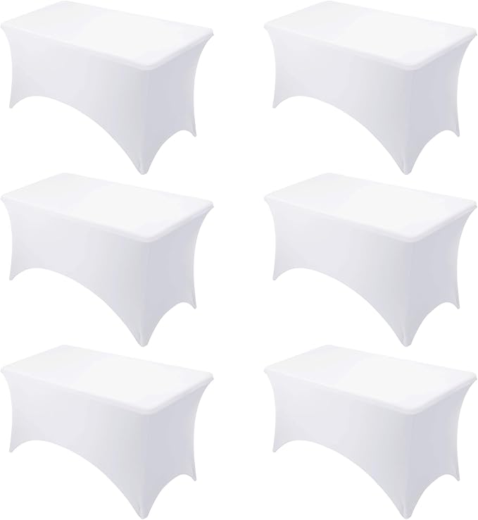 6-Pack Premium White Spandex Tablecloths by DailySet