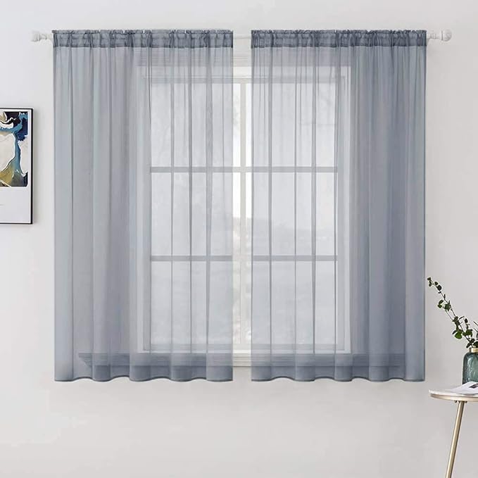 MIULEE 2 Panels Solid Color Sheer Window Curtains Elegant Window Voile by MIULEE
