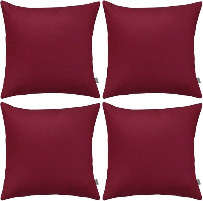 4-Pack 100% Cotton Comfortable Solid Decorative Throw Pillow Case Square by Thmyo