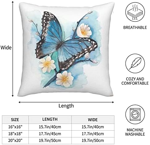 bassyil Butterfly Throw Pillow Covers Decorative Linen Pillow Cases Set of 2 - Image 2