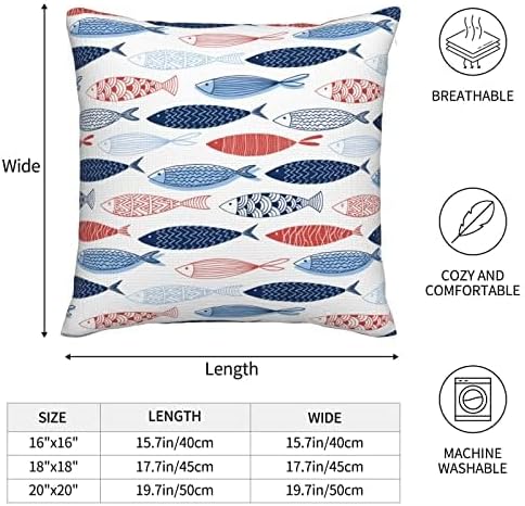 bassyil Fish Throw Pillow Covers Decorative Linen Pillow Cases Set of 2 Square - Image 2