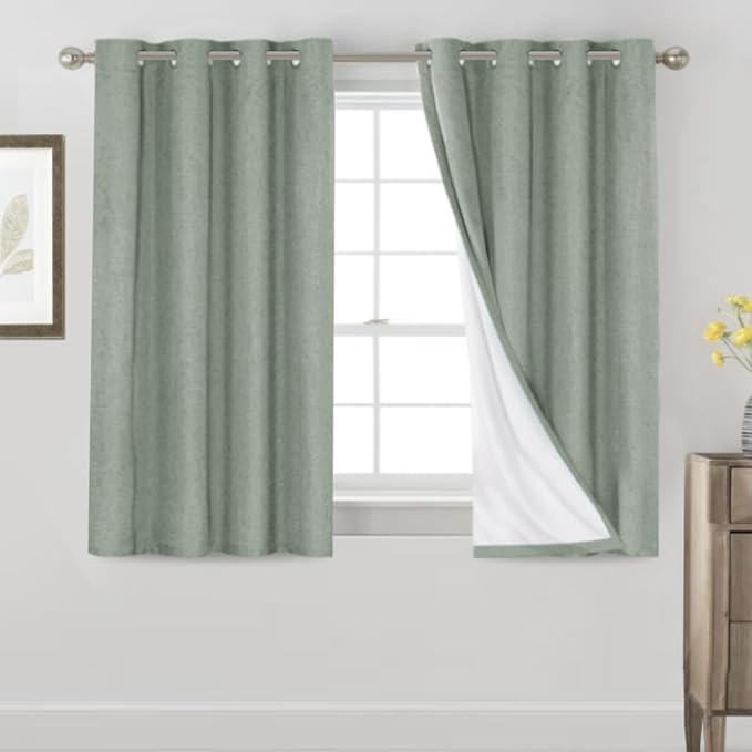 PrinceDeco 100% Blackout Curtains 54" Long Green Blackout Curtains by PrinceDeco