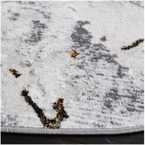 SAFAVIEH Amelia Collection 3' Round Grey/Gold ALA293G Modern Abstract - Image 3