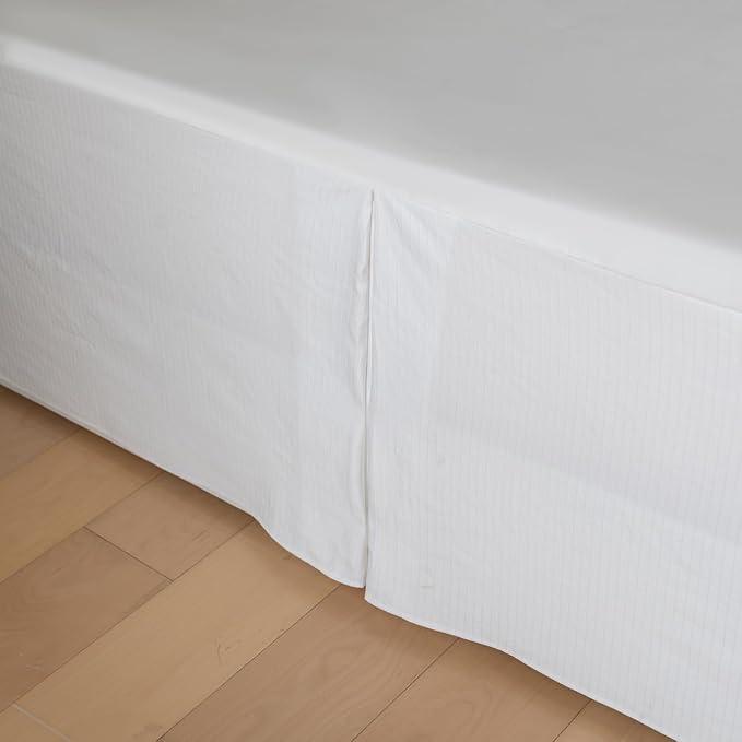 Queen Bed Skirt, Grid Plaid Soft Quadruple Pleated Ruffle Bed Skirt, Tailored - Image 7