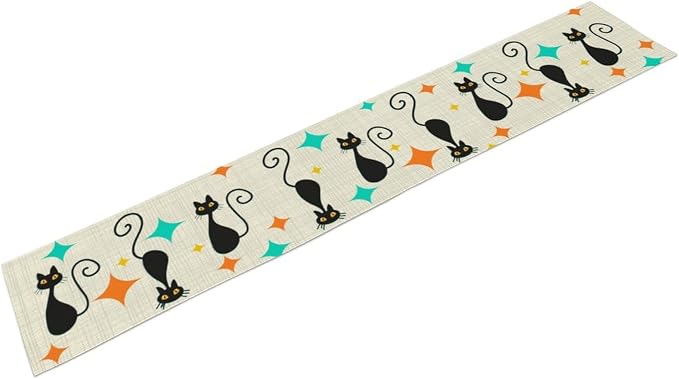 Mid Century Cat Table Runner, 13x108 Inch - Image 2