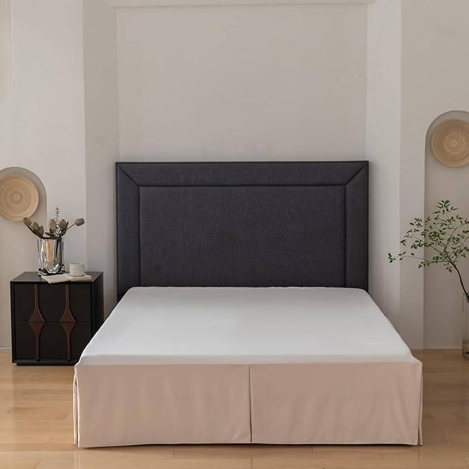 King Bed Skirt, Grid Plaid Soft Quadruple Pleated Ruffle Bed Skirt, Tailored - Image 7