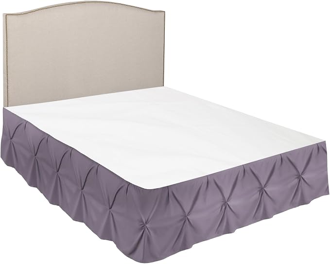 Nestl Grayish Purple Bed Skirt Cal King Size, Pinch Pleat Cal King Bed Skirt - Image 7
