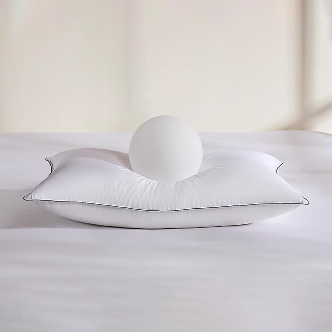Goose Feather Down Fiber Standard Pillow Single Pack, Luxury 3-Chamber Pillows - Image 8