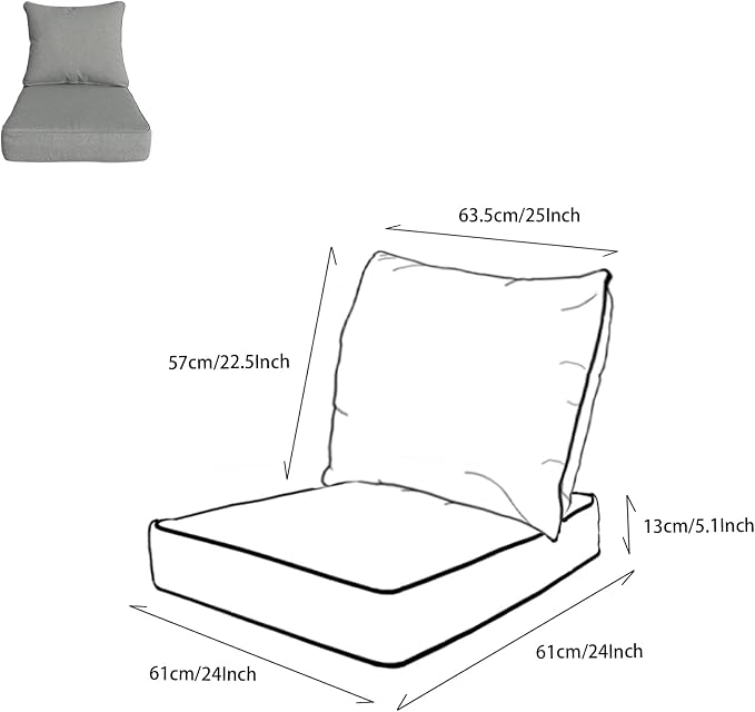 Goodgoods 24x24 inch Outdoor/Indoor Deep Seat Patio Cushion Set of 1 Resilient - Image 2