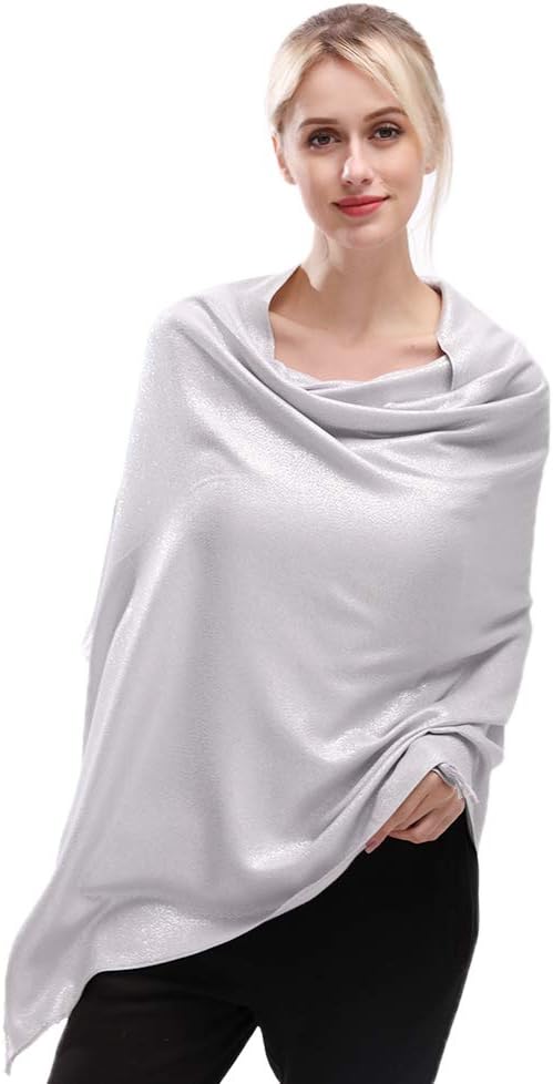 LMVERNA Women's Sparkling Metallic Soft Pashmina Shawls and Wraps Scarf in - Image 6