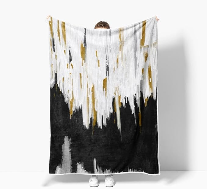 Abstract Ombre Throw Blankets, Modren Chic Art Oil Painting Cozy Warm Bed Couch - Image 5