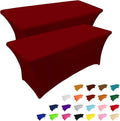 IVAPUPU 2 Pack 8FT Table Cloth for Rectangular Fitted Events Stretch Burgundy by IVAPUPU