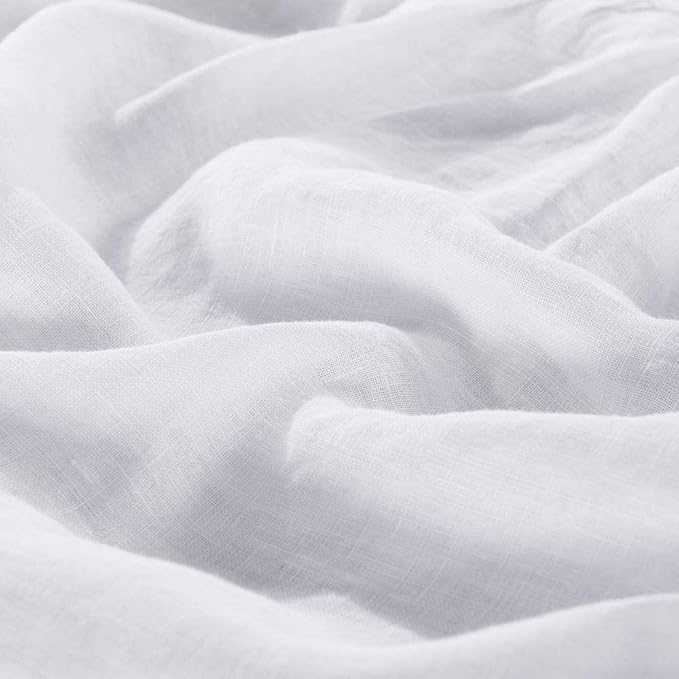 meadow park Washed French Linen Bed Skirt, Dust Ruffle, Queen Size 60" W x 80" L - Image 5
