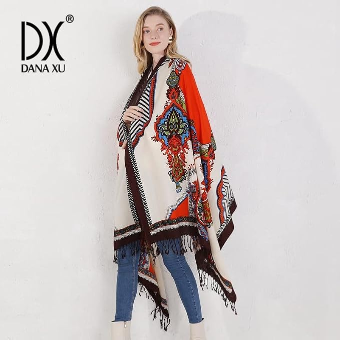 DANA XU 100% Merino Wool Extra Large Pashmina Blanket Travel Scarf Cashmere Wrap - Image 8