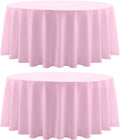 Round Tablecloth 132 Inch 2 Pack Pink Tablecloths Washable Decorative Linen by AOCOZHomeLifeMuseum