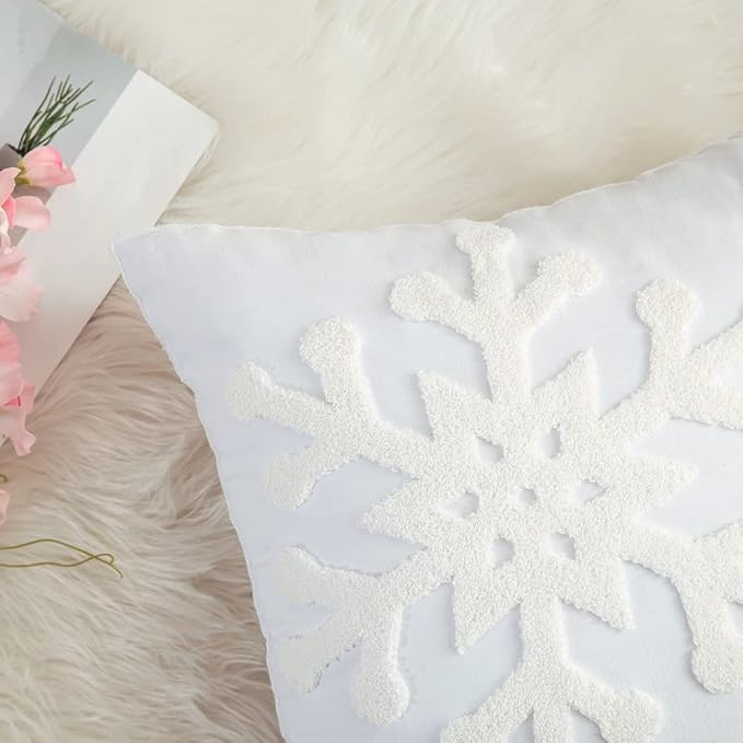 MIULEE Pack of 2 Christmas Decorative Snowflake Throw Pillow Covers Canvas - Image 3