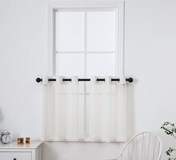 PI Beige Sheer Tier Curtains 30 Inches Length by PI