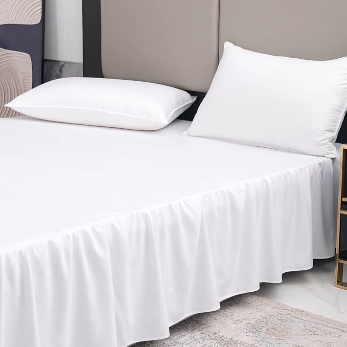 White Bed Skirt Queen Size Ruffled Bed Skirt - Image 3