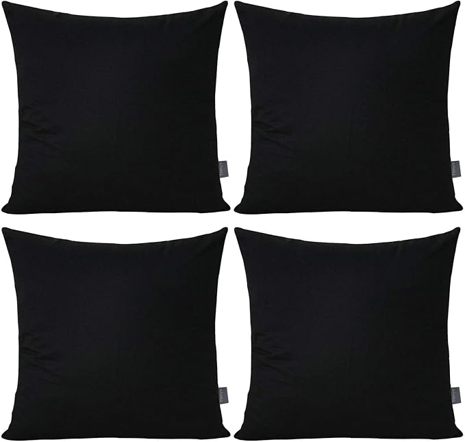 Thmyo 4-Pack 100% Cotton Comfortable Solid Decorative Throw Pillow Case Square by Thmyo