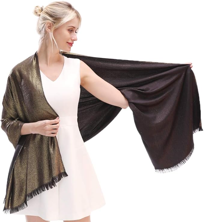 LMVERNA Women's Sparkling Metallic Soft Pashmina Shawls and Wraps Scarf in by LMVERNA