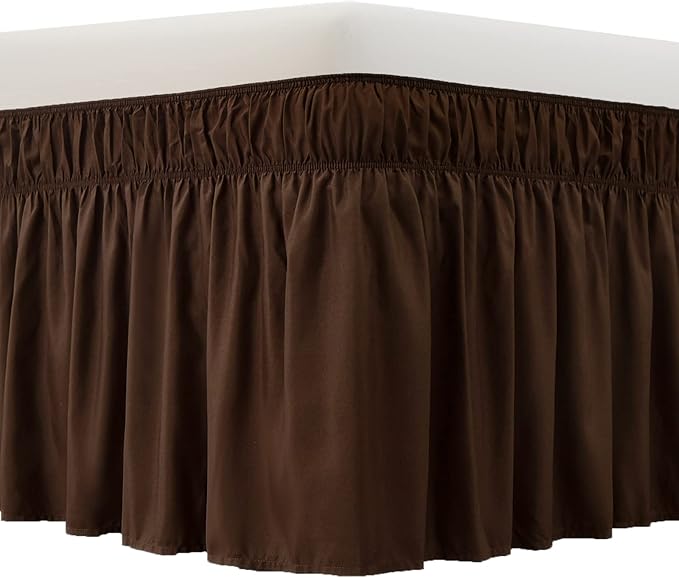 MEILA Wrap Around Bed Skirt Three Fabric Sides Elastic Dust Ruffled 18 Inch by MEILA