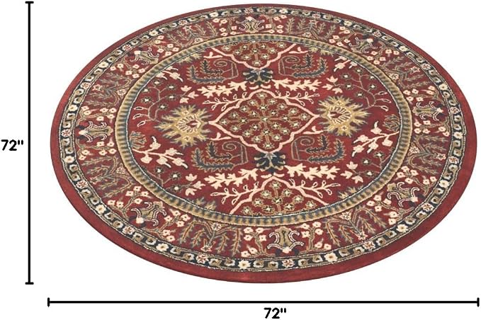 SAFAVIEH Antiquity Collection 6' Round Red / Multi AT64A Handmade Traditional - Image 2
